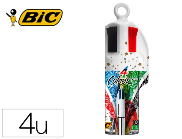 Set Bic megatubo 1 celebração ouro + 1 shine prata + 1 fluor grip amarelo + 1 corretor micro tape twist