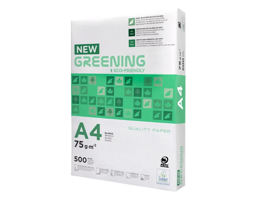 Papel fotocopia greening din a4 75 gr embalagem de 500 folhas