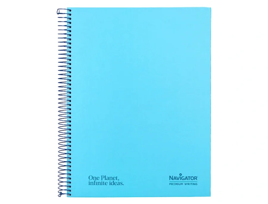 Caderno Espiral Navigator A4 Capa Dura Quadriculado Azul Celeste