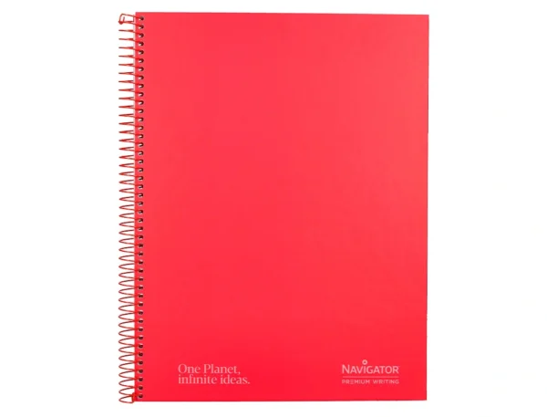 Caderno espiral navigator a4 micro capa forrada 120 f 80 gr pautado 5 bandas 4 furos cor vermelho