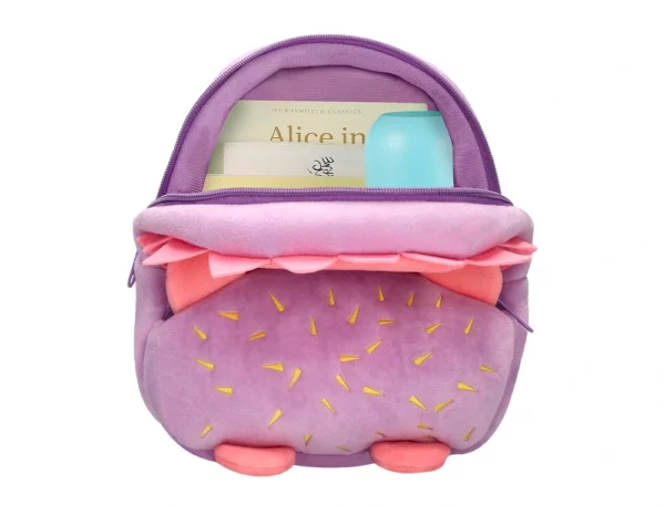 Mochila infantil Liderpapel ouriço peluche 300x100x250 mm aberta