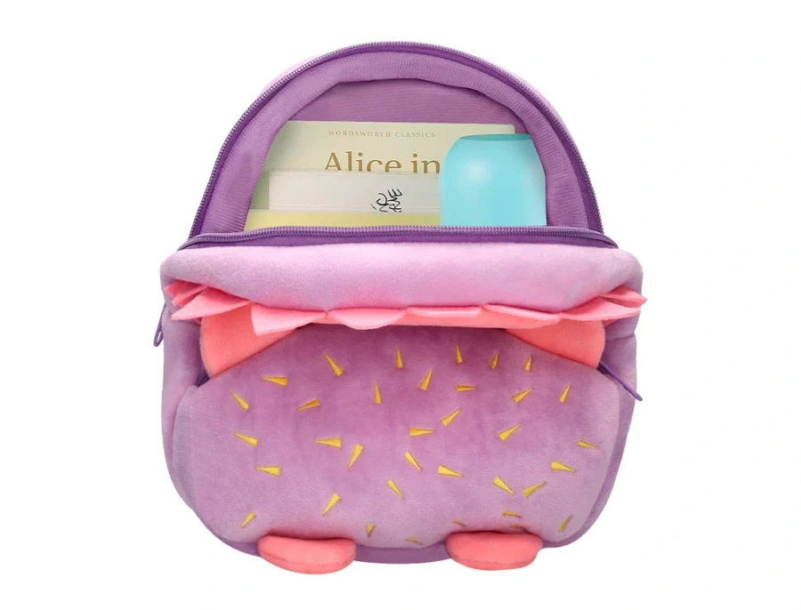 Mochila infantil Liderpapel ouriço peluche 300x100x250 mm aberta