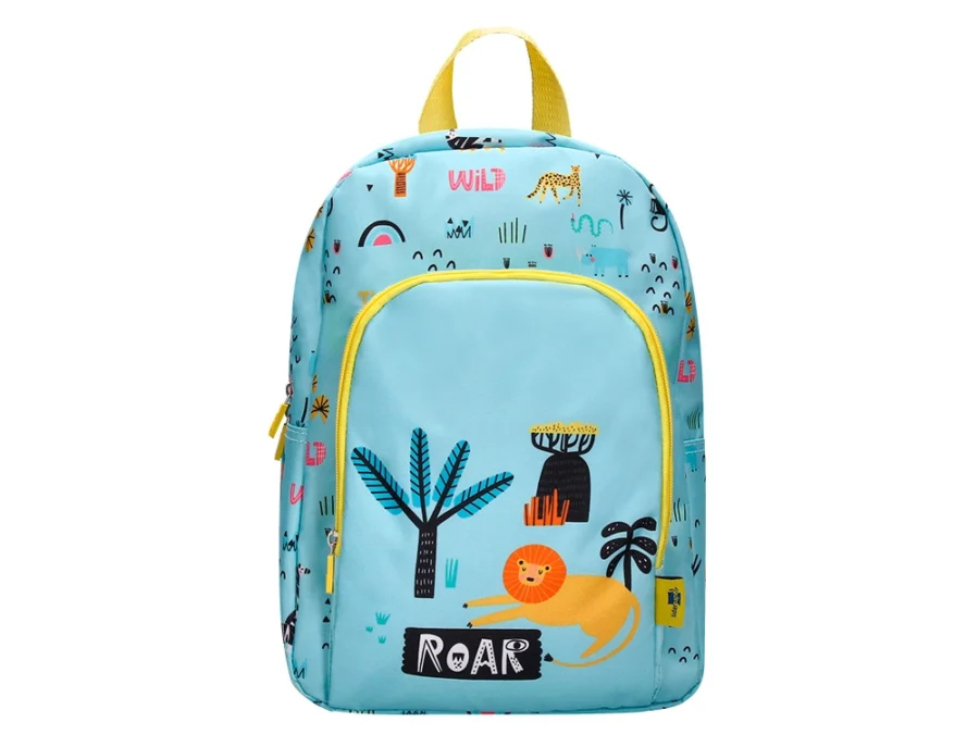 Mochila escolar Liderpapel infantil safari desenho leão azul 330x100x250 mm