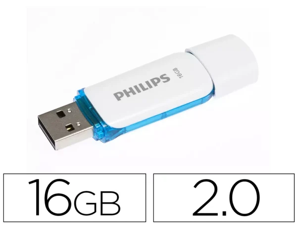 Pen drive usb philips flash usb 2.0 16 gb snow blue