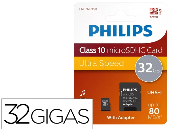 Cartão de memória sdhc micro Philips 32gb class 10 com adaptador