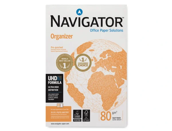 Papel fotocopia navigator din a4 80 gr embalagem de 500 folhas.