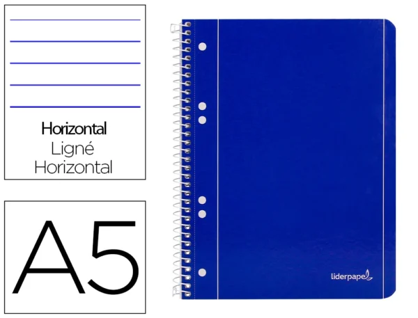 Caderno espiral Liderpapel capa azul 80 f din A5 pautado