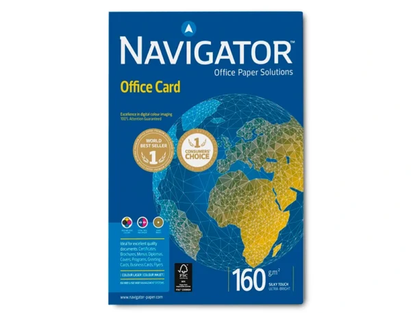 Papel fotocopia navigator din a4 160 gr embalagem de 250 folhas.