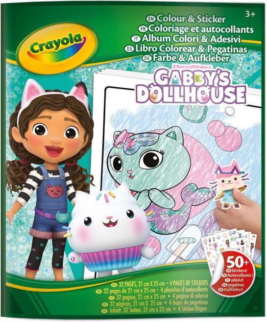 Crayola - Folhas de Colorir Gabby's Dollhouse + stickers