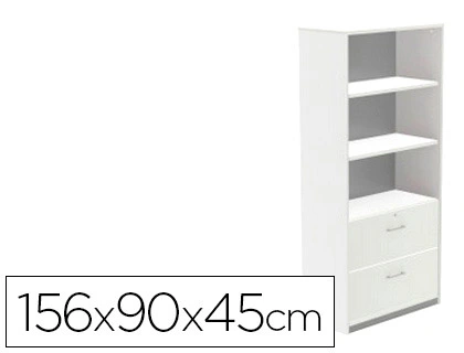 Armário Rocada com dois estantes e dois gavetas inferiores serie store 156x90x45 cm acabamento aw04 branco/branco