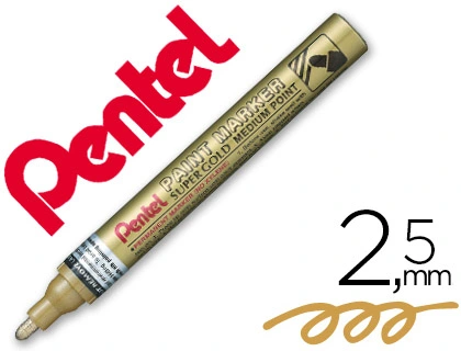 Marcador Pentel permanente mmp10-x dourado para pinturas decorativas. Ponta média.