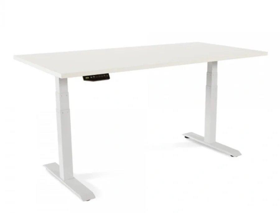 Mesa Rocada regulável em altura electricamente ate 129 cm estrutura de aço no tampo 160 cm cor branco