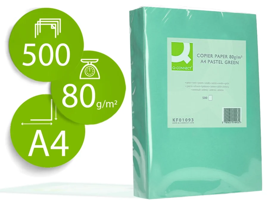 Papel de cor Q-connect din a4 80 gr verde embalagem de 500 folhas